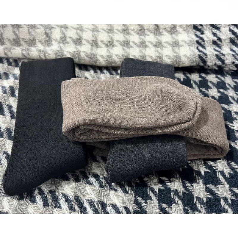 奥诺（AONUO） 冬天加厚加绒长筒袜子女过膝袜韩版jk日系保暖秋冬季月子高筒长袜 3双装【黑+深灰+卡其】