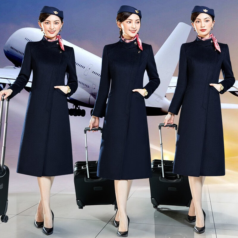 高端东航空姐制服毛呢大衣女工作服长款职业装呢子外套接待工装冬 932