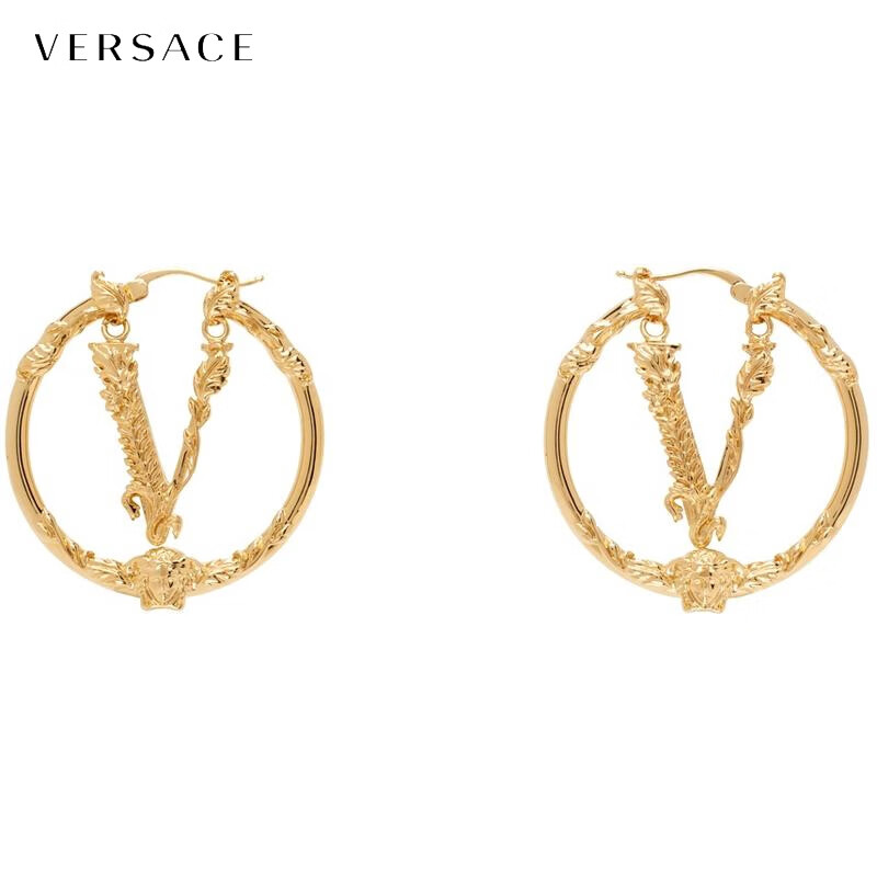 范思哲(versace) 七夕礼物女士金色virtus耳环 light gold uni