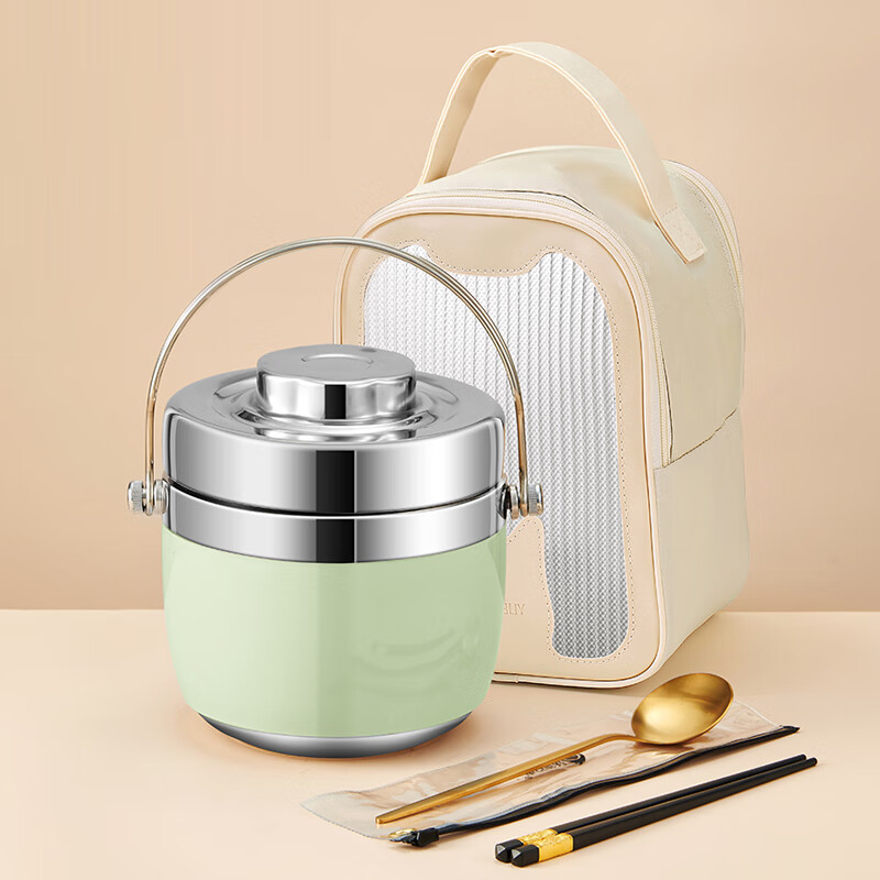304不锈钢保温饭盒分格学生成人2层手提超长保温真空双层便当盒 北欧