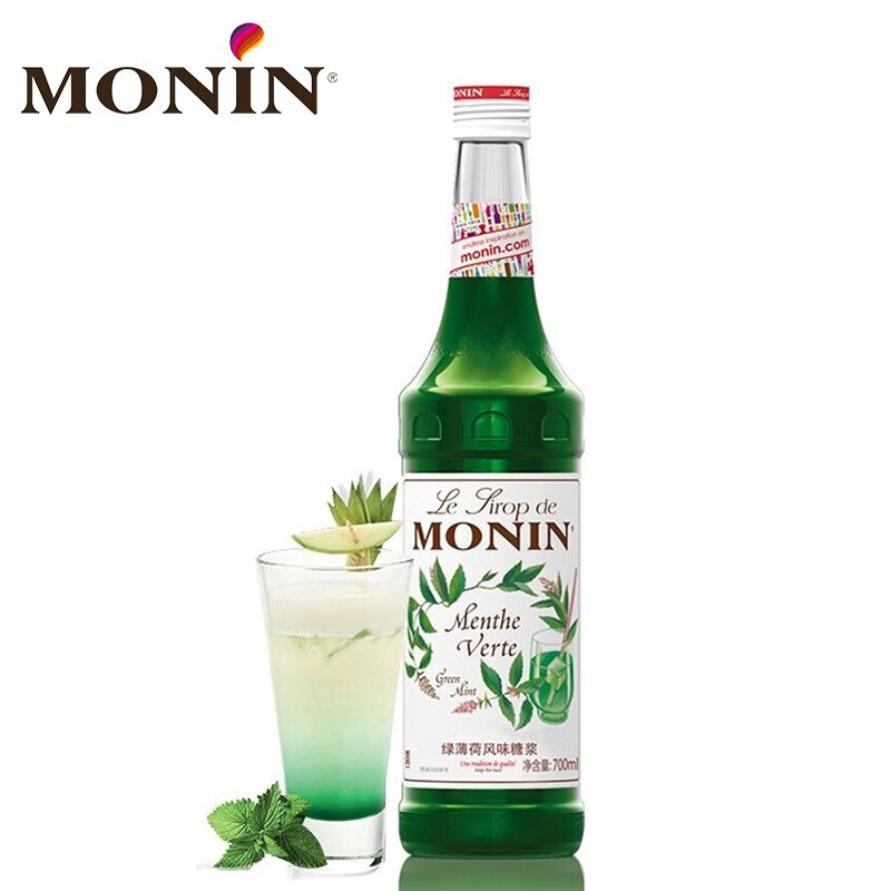 莫林（MONIN）绿薄荷风味糖浆玻璃瓶装 700ml 鸡尾酒调酒奶茶果汁饮料浓缩糖浆 绿薄荷风味糖浆700ml