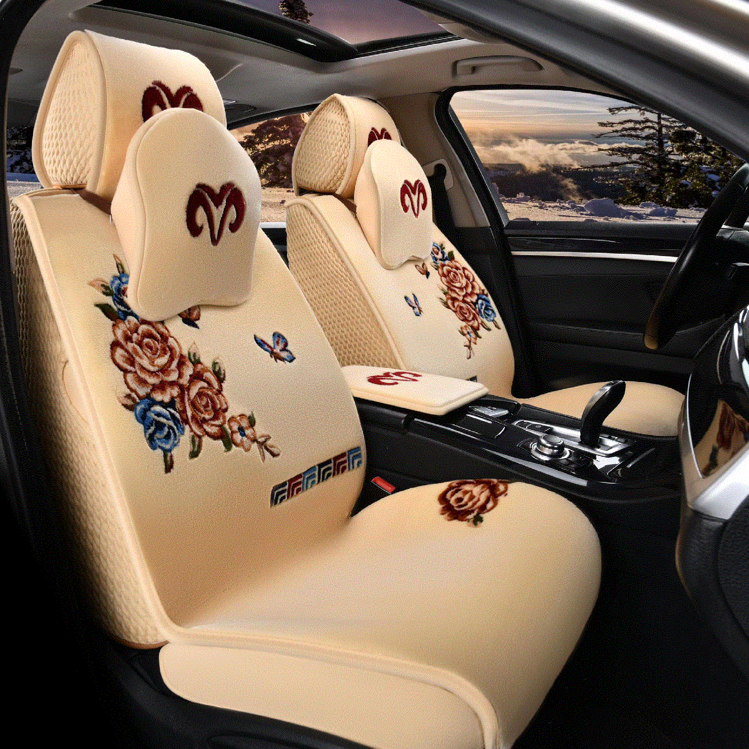 卡舒尔适用丰田汉兰达酷路泽路放全包围汽车坐垫纯羊毛羊绒藏式座套