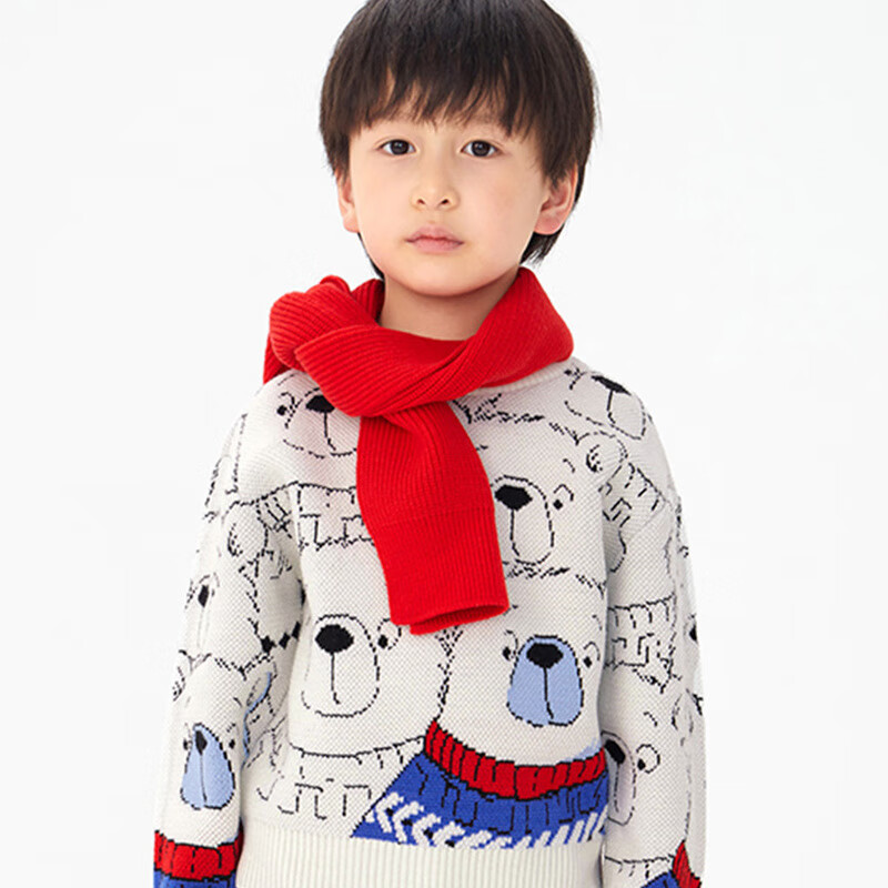MiniPeace太平鸟童装男童毛衣针织衫秋冬F1EBC4404 白色 110/56cm