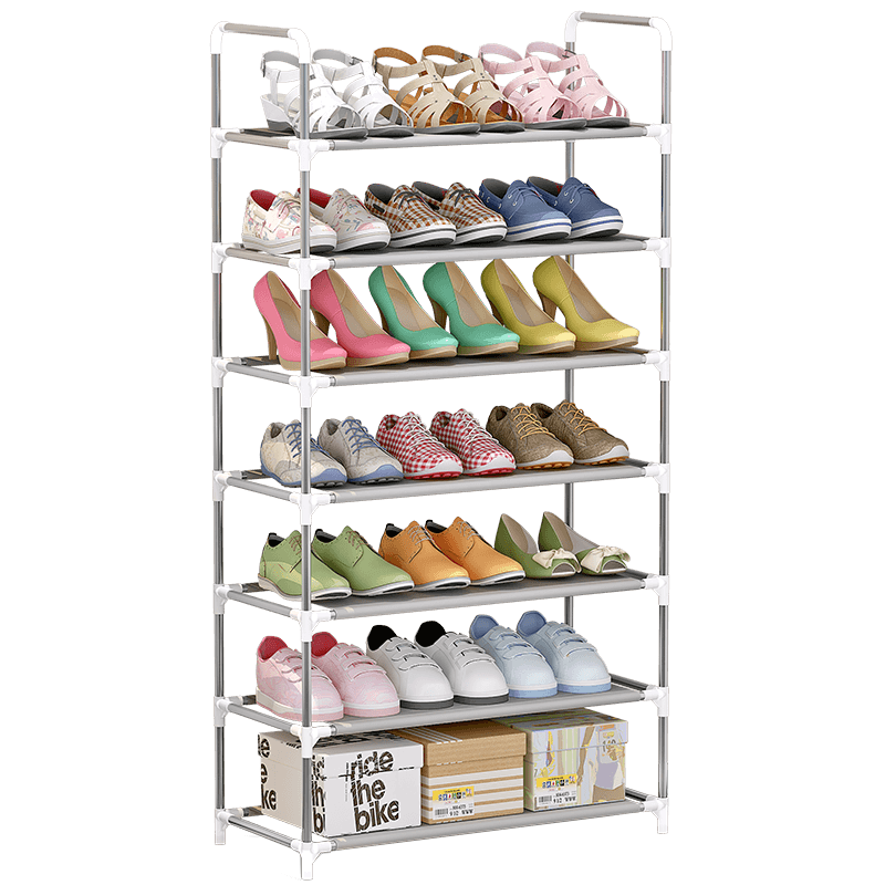 索尔诺 鞋架7层简易客厅鞋架鞋柜多层防尘 组合宿舍寝室家用门口后鞋柜收纳架浴室拖鞋架A07 a07-银灰色