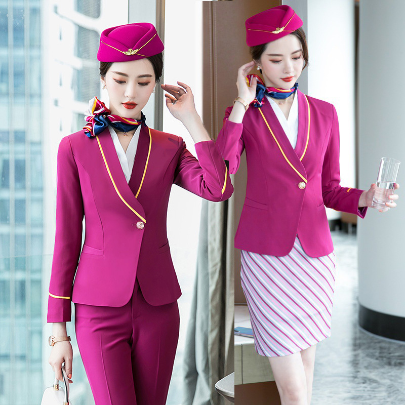 范哲莎南航空姐职业套装西装马甲三件套航空乘务制服酒店售楼部前台