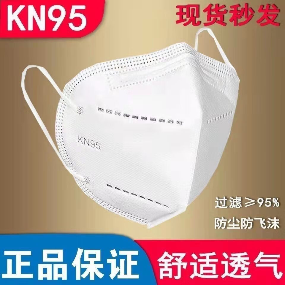 户外防护口罩5层防病毒防尘一次性加厚熔喷布工厂95 白色100只 kn95
