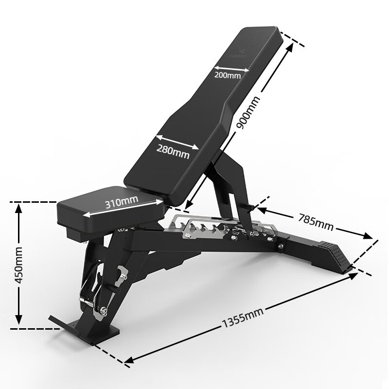 马西健身椅哑铃凳调节凳卧推凳健身凳飞鸟凳仰卧板MXB1075 B1075