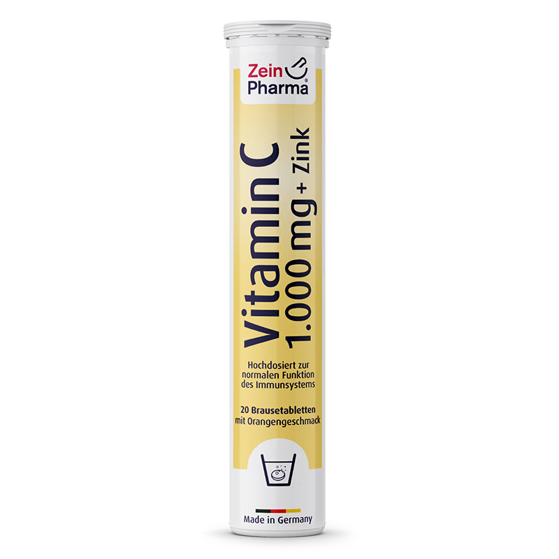 zeinpharma德国进口维生素C补锌彩恩VC泡腾片增强免疫力高含量1000mg甜橙味 【改善装】3支装 (保税京仓，效期27年11月)