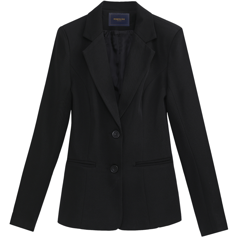 罗蒙(ROMON)西服女士职业装修身西装时尚气质工作服正装单西小外套 黑色 3XL