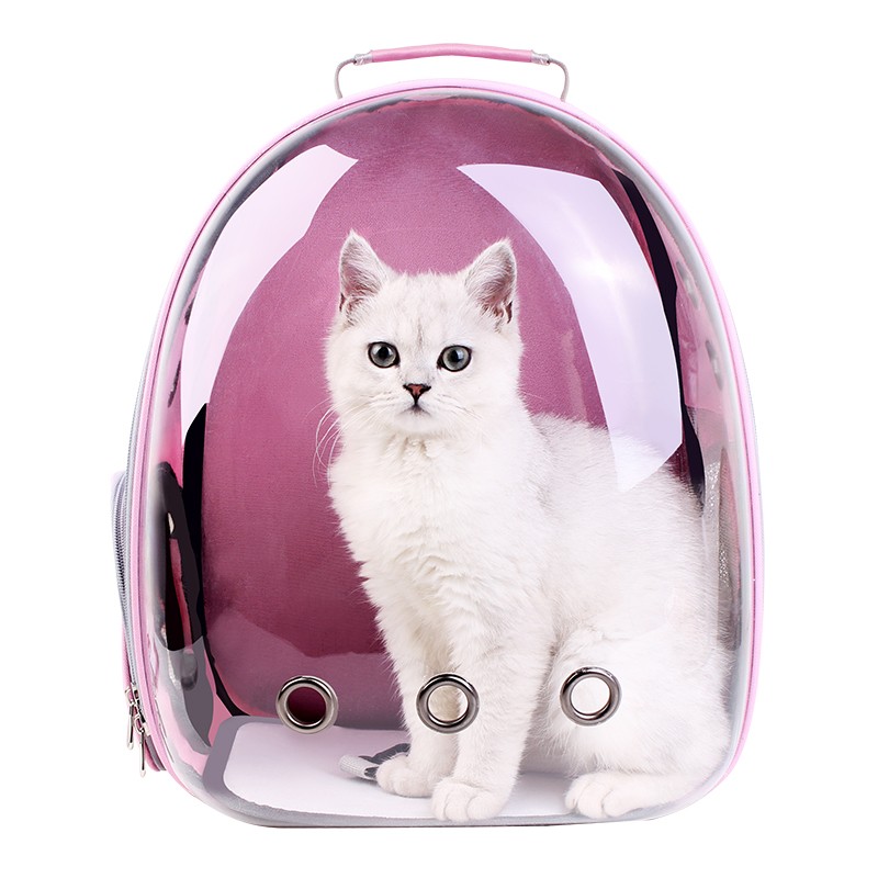 猫包外出猫背包宠物猫咪太空舱猫咪外出便携双肩背包透明全景太空包外出旅行 全景透明大号粉色