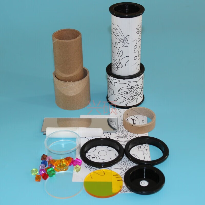 DIY万花筒  制作实验玩具手工材料包自制拼装万花筒多菱镜 标准版(全套零部件)