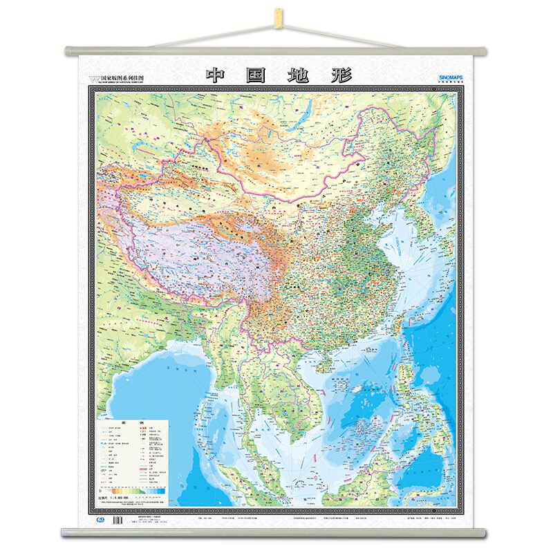 国家版图系列挂图 世界地形图 国家版图挂图 尺寸1.15米*1.37米 双面覆膜防水防撕 办公室居家装饰墙画挂图世界地图