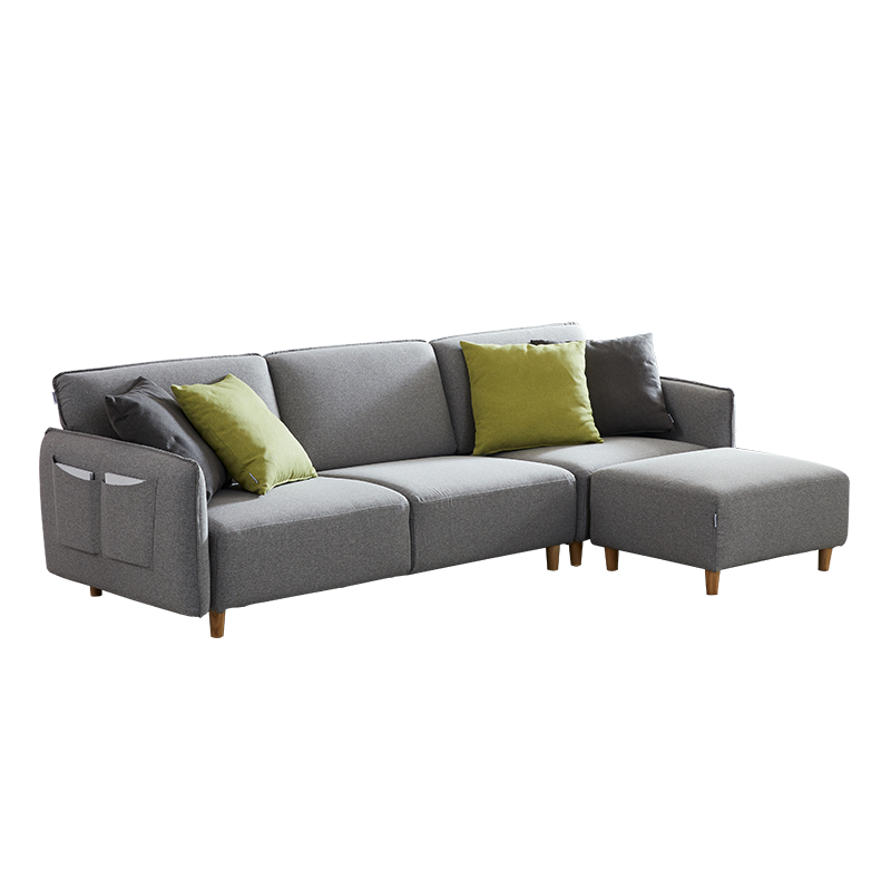 左右沙发 北欧布艺沙发客厅家具整装简约布沙发组合大小户型侧边储物袋DZY5038 转二件反向+休单（712-20艾尔岩灰） 30天左右发货