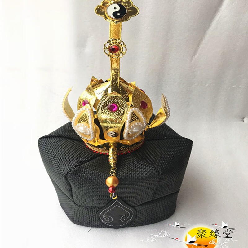 道士用品 编制网纱六角帽 太极莲花冠 道帽 高功帽莲花冠道法器