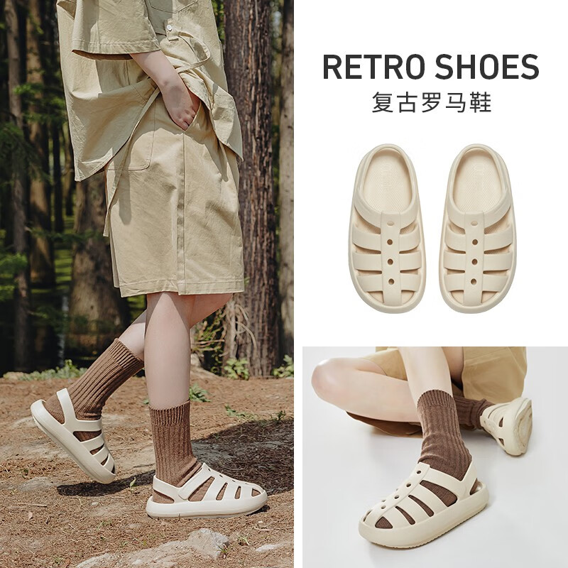 优调 凉鞋女外穿洞洞鞋时尚厚底罗马鞋防滑包头居家室内静音凉拖鞋夏 奶油白【建议拍大一码】 38怎么看?