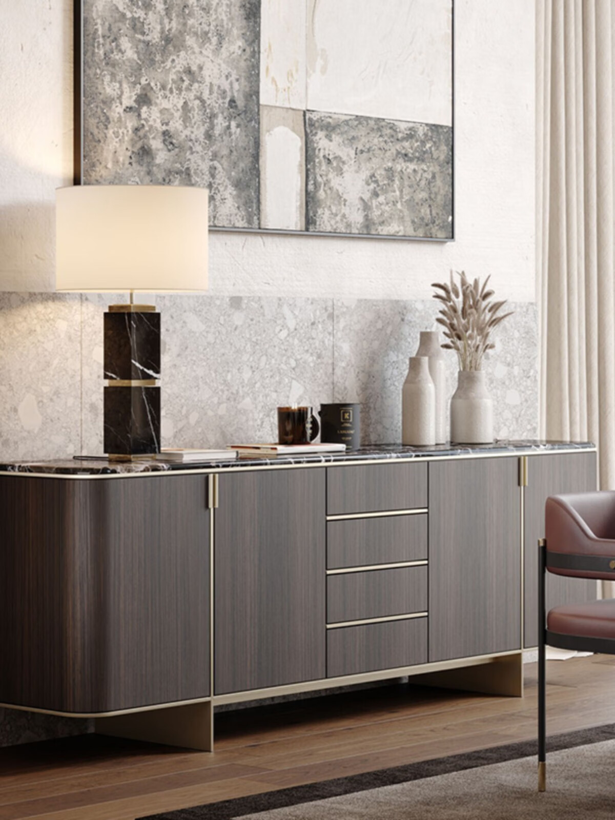 餐边柜现代简约轻奢大理石柜子客厅靠墙家用设计师装饰储物玄关柜 餐