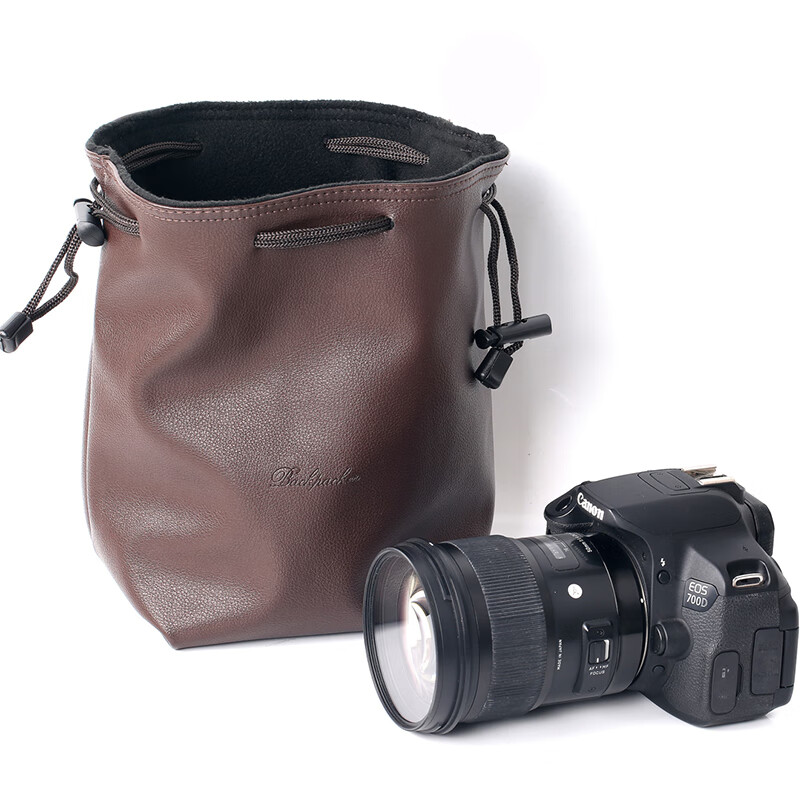 一叶兰 微单反相机收纳包轻便加厚单反镜头保护套镜头袋相机包 适用佳能索尼尼康富士等 棕色 中号(15*10*20cm)