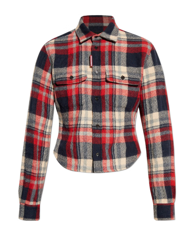 d二次方(dsquared2)奢侈品服饰女格纹长袖衬衫 s75dl0882d35062-001f