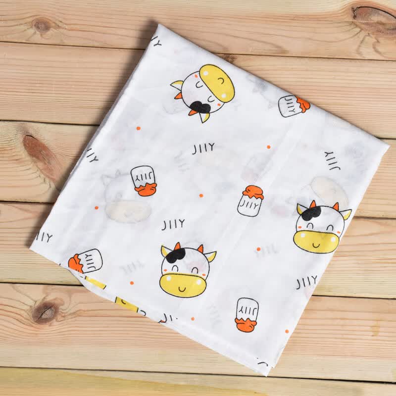 层纱布巾宝宝纱布小浴巾薄款盖肚巾冲凉毛巾60*120 浴巾彩牛75*75厘米