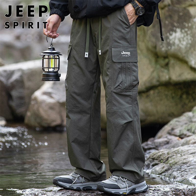 JEEP SPIRIT吉普工装裤男春夏季裤子男士宽松休闲裤伞兵裤 军绿色 XL