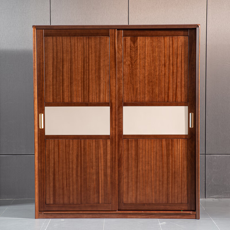 黄檀木衣柜 巴西黄檀木实木衣柜柜卧室收纳衣橱简约现代推拉门移p 185