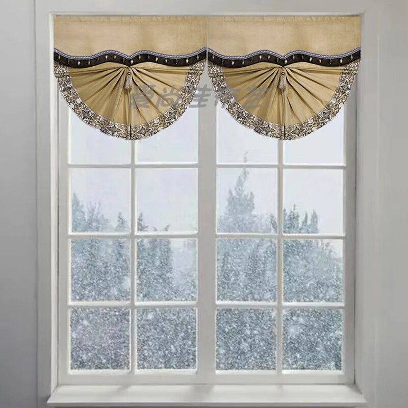 欧式半圆形扇形罗马窗帘遮光罗马帘免打孔卷帘客厅卧室餐厅卷拉式