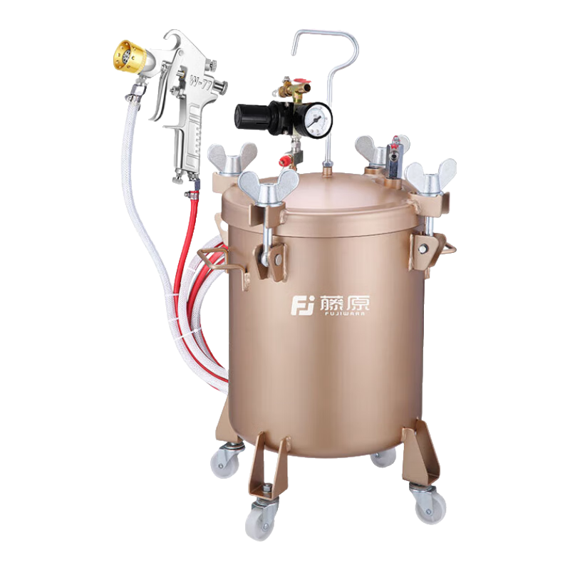 藤原（fujiwara）水包水多彩漆噴漆槍水包砂油漆仿石漆壓力罐壓力桶噴槍一體機 30L噴漆桶FZ-30A-T+3.0噴槍