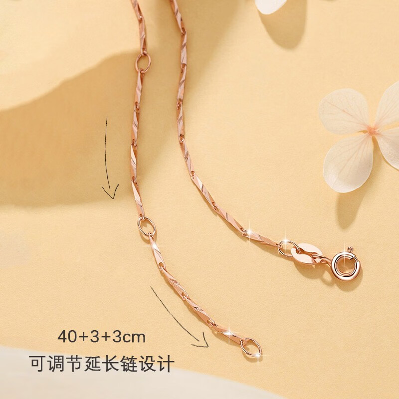 莞晗足银四叶草项链女士玫瑰彩金锁骨链吊坠七夕情人节生日礼物送女友 玫瑰金色【挚爱玫瑰礼盒+证书】