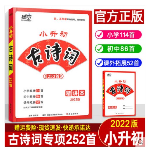 2022新版星空小升初古诗词252首 语文古诗文阅读专项训练大全精讲精练本 小学四五六年级必背小古文唐诗宋词