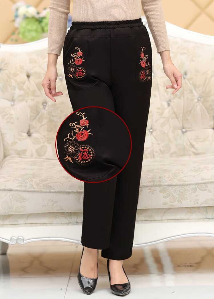 女高腰外穿羽绒裤胖妈妈加肥加大 福字花闪电发货 2xl_体重150斤内