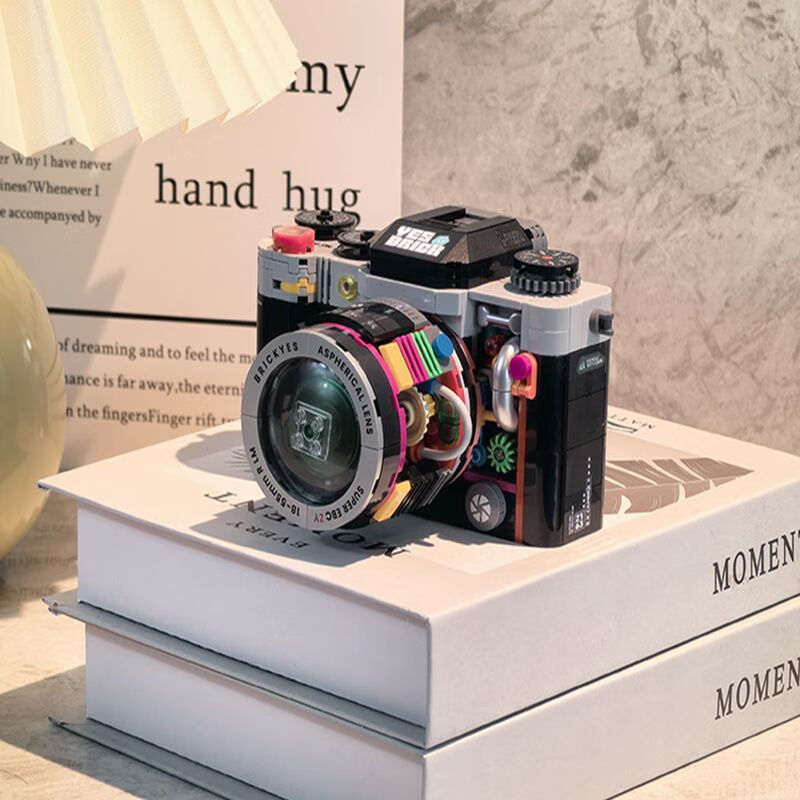 复古相机积木兼容乐高经典老式照玩具胶卷单反力拼装潮玩 潮流白色单反