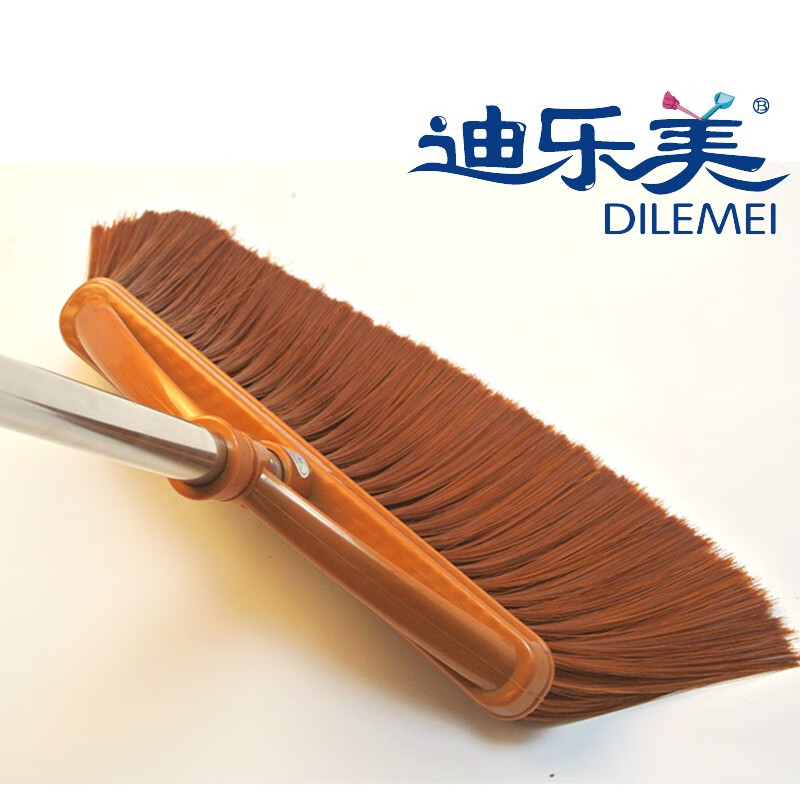 七威家用不沾头发扫把扫帚大扫把加长不锈钢长柄魔法软毛塑料笤帚单个 亮啡色A款(38cm*140cm)