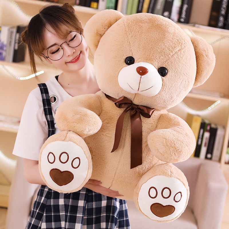 艺乐坊 熊猫公仔毛绒玩具泰迪熊娃娃女孩抱抱熊玩偶生日礼物布偶小熊 浅棕色 35厘米