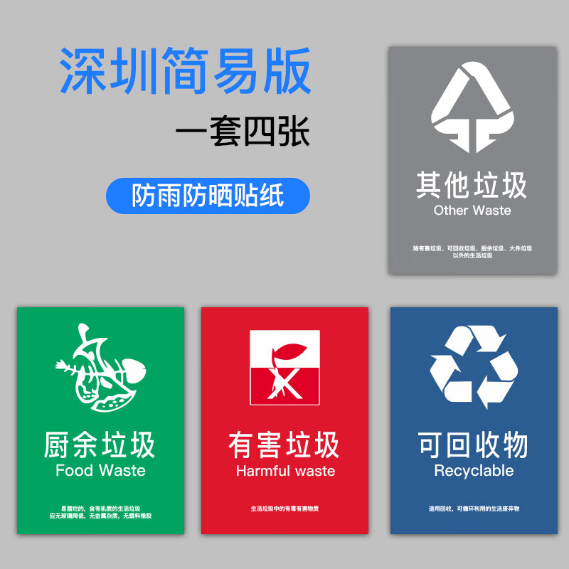 回收其他垃圾墙贴幼儿园儿童创意家用宣传海报卡通提示牌厨余垃圾标识