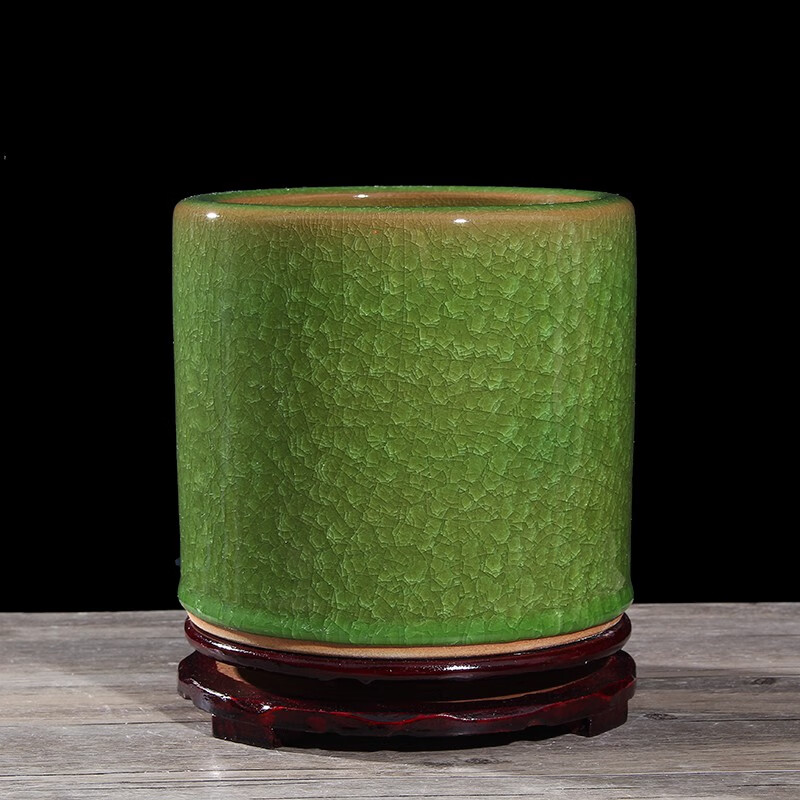 厚古薄今 景德镇仿古官窑冰裂釉陶瓷笔筒办公家居书房创意文房用品