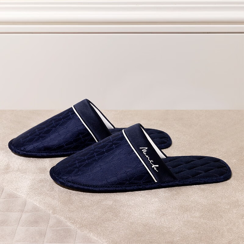 manito /曼尼陀 monogram双m提花男士拖鞋 秋冬新品家居鞋 深海蓝(双m