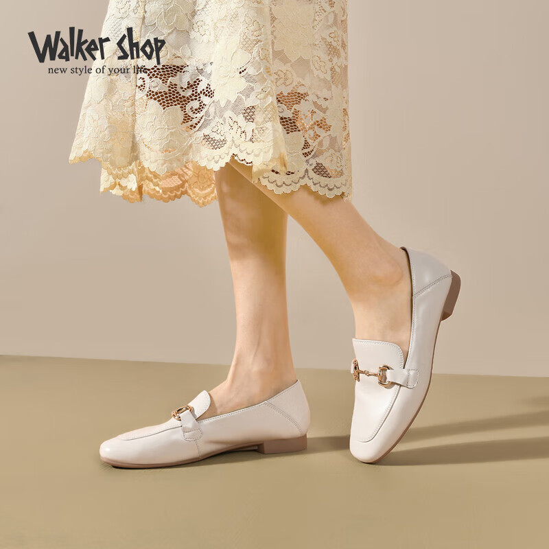 奥卡索 walker shop单鞋女2022款百搭气质轻熟风深口乐福鞋软底舒适低