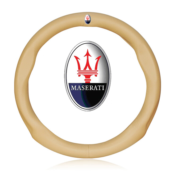 适用于玛莎拉蒂汽车真皮方向盘套GT莱万特levante总裁ghibli吉博力GC高档车用把套四季通用 方向盘套-红色 玛莎拉蒂