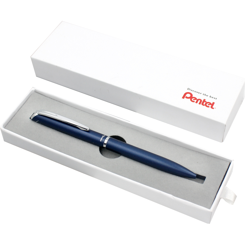 派通（Pentel） BLN2005 金属杆中性笔 0.5mm 旋转出芯商务签字笔 礼品 宝蓝杆-黑芯【礼盒装】 1本