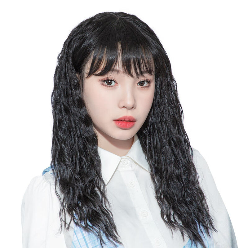 娇滴(cutie)娇滴滴假发 女生空气感齐刘海中长卷发套 烟花烫玉米烫