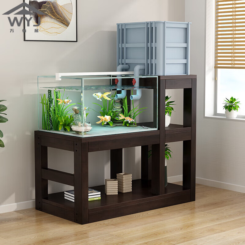 天府家逸鱼缸底座底柜 鱼缸柜子鱼缸底座实木定做草缸架高低架落地架