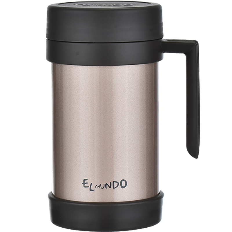 艾蒙多（Elmundo） 真空不锈钢保温杯男大容量办公商务杯子带手柄泡茶水杯ESZB-500 星空金 500ml