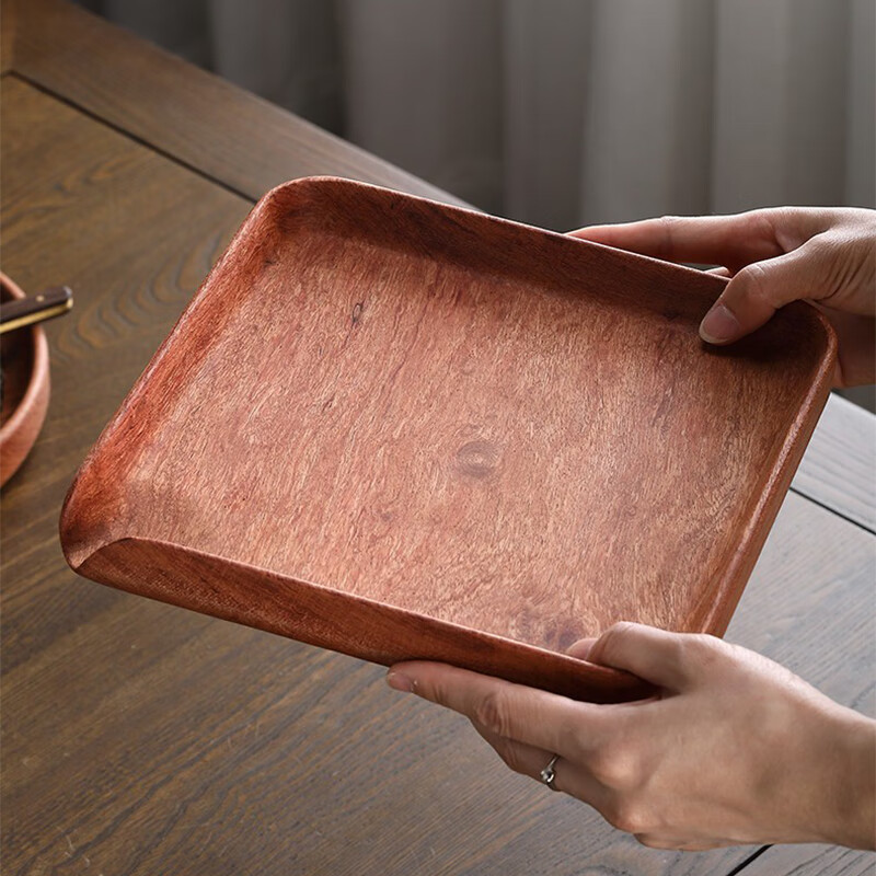 自像堂整块花梨木深挖无漆普洱茶分茶盒赏评茶托撬茶盘开茶盘茶具零配  斜边加厚整块花梨木分茶盘+茶拨