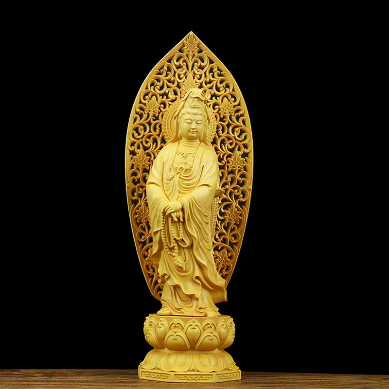 黄杨木雕观音菩萨佛像 办公室装饰品摆件客厅 温州特色民间工艺品