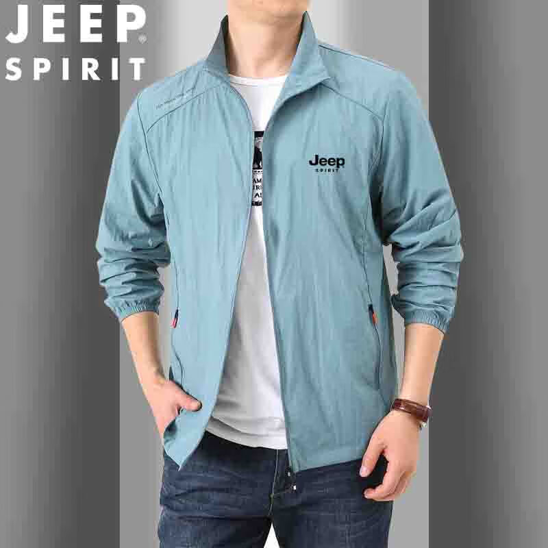 JEEP SPIRIT吉普防晒衣男夏季外套宽松皮肤衣户外夹克休闲钓鱼服 浅蓝色 5XL