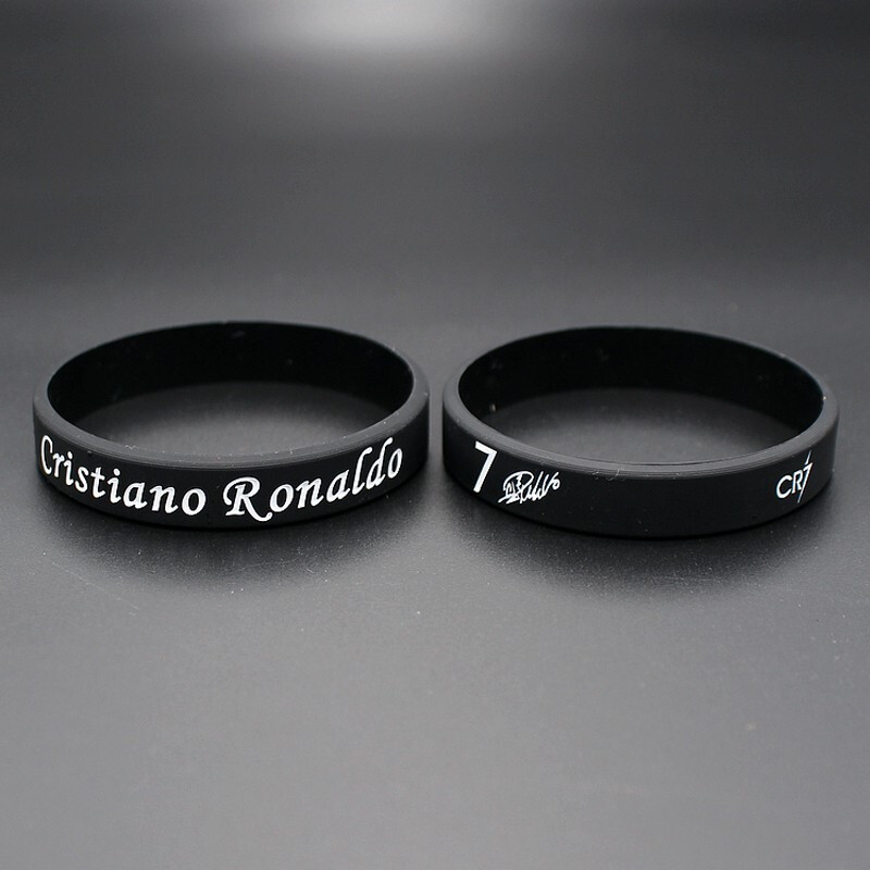 穆斯特运动配饰足球手环尤文c罗内马尔利物浦夜光硅胶手腕带 c罗-黑色
