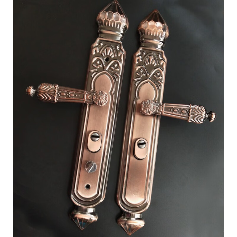 绿野客防盗门把手红古铜色通用型大门双开门锁把手拉手面板 5cm门厚单