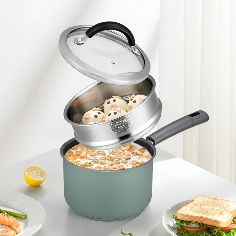 顺发sf顺发16c双层奶锅婴儿宝宝辅食锅汤锅304不锈钢煎煮不粘汤蒸锅