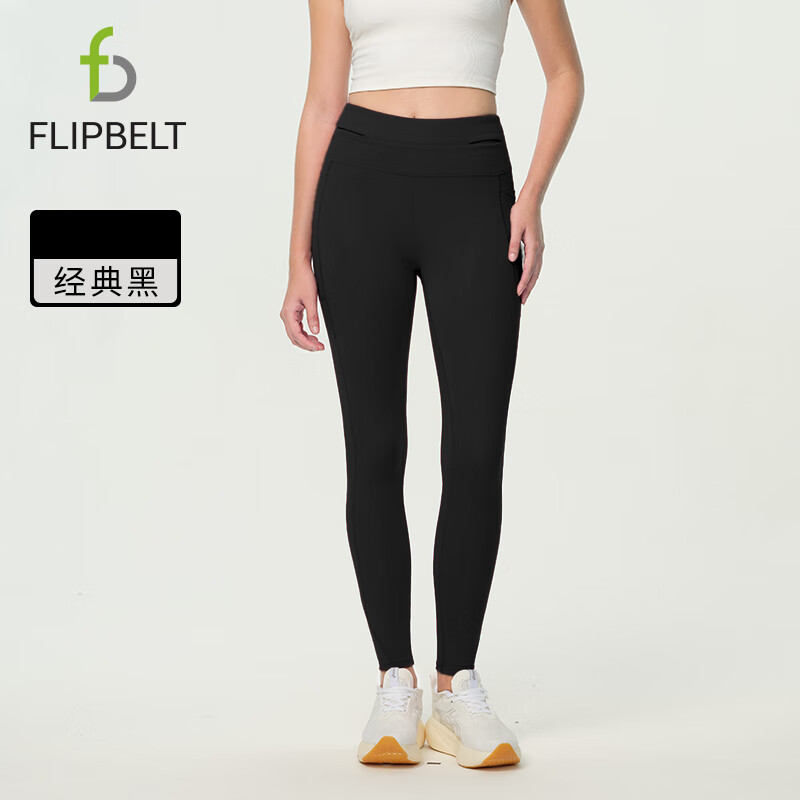 Flipbelt女士薄绒导汗裤2.0 运动跑步加绒长裤秋冬日常训练健身 经典黑2.0 M