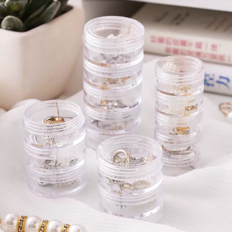 优品卫精致叠加首饰收纳盒多层戒指项链耳钉便携透明饰品盒美甲整理盒子 大号+小号【各1套】